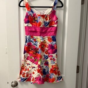 Alyn Paige Vibrant Floral Dress - Pink, Blue, White